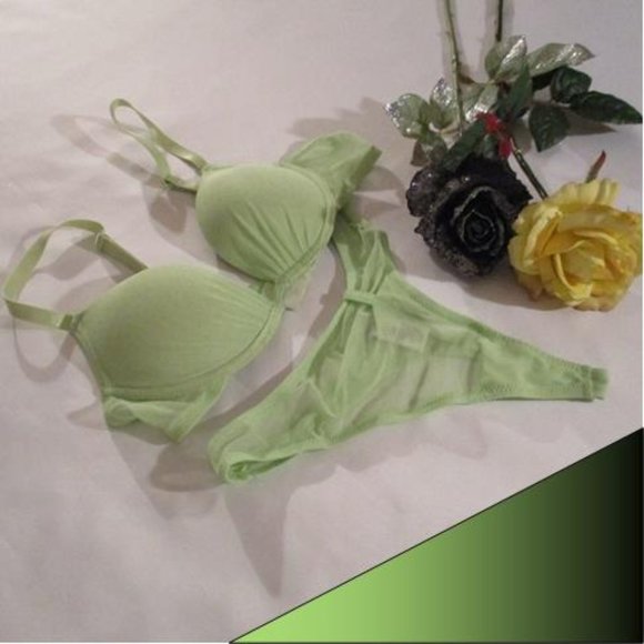 RAMPAGE LIME GREEN SHEER NET BRA SET - Picture 4 of 15